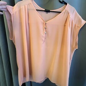 Zenobia Peach Cap Sleeve Blouse with Button Placket